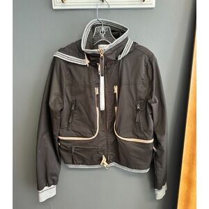 Mur Mur Parachute Jacket Womens Size L Brown Zip Hood Cargo Lightweight Coat